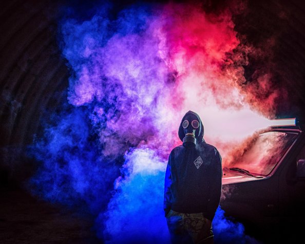Cyberpunk Man Colorful Smoke Bomb