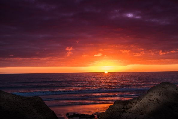 Orange Horizon Rock Cliff Sunset