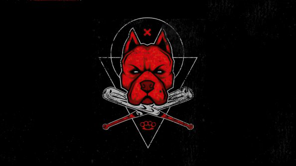 Red Pitbull Face Minimalist 4k