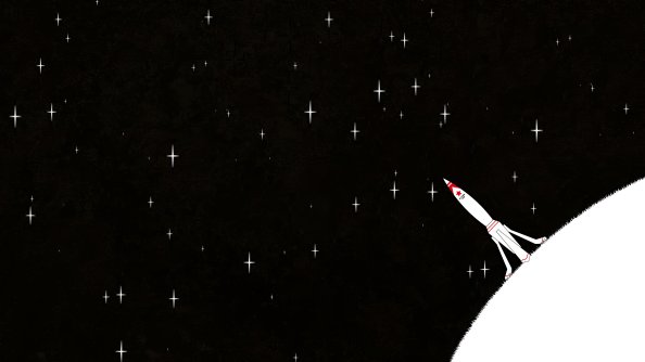 Space Rocket Minimal Art 4k