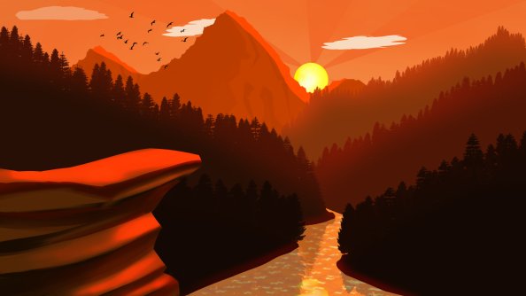 Sunset Mountains Mimimalist