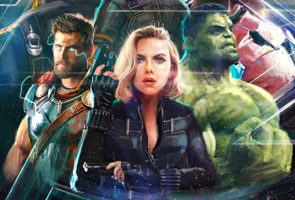 Thor Black Widow Hulk In Avengers Infinity War Artwork 2018
