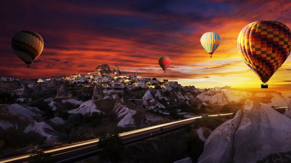 Hot Air Balloons Over Goreme 4k