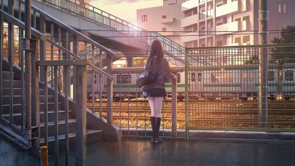 Anime Girl Platform Watching Train 4k