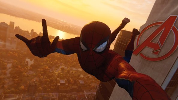 Spiderman Taking Selfie Of Avengers Tower