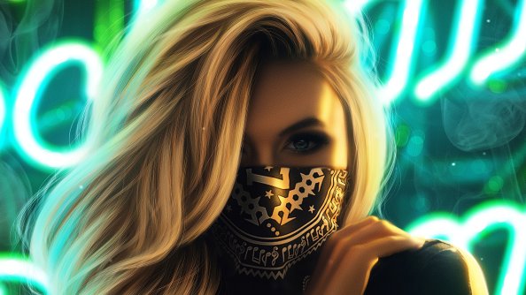 Blonde Girl Face Mask 4k