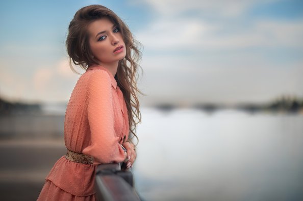 Long Hair Brunette Depth Of Field 4k