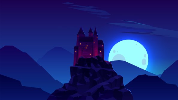 Castle Rock Night Minimal 4k
