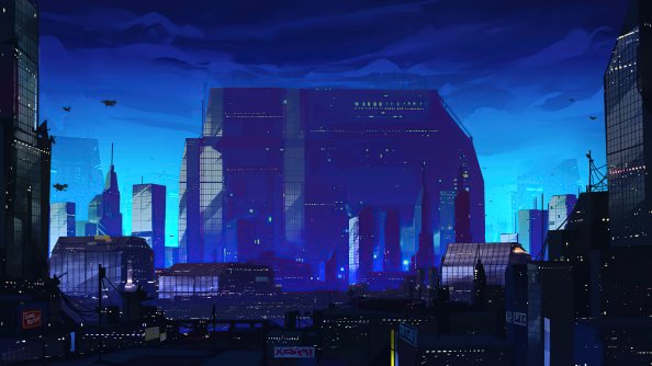 City Futuristic Morning Blue Sense 5k