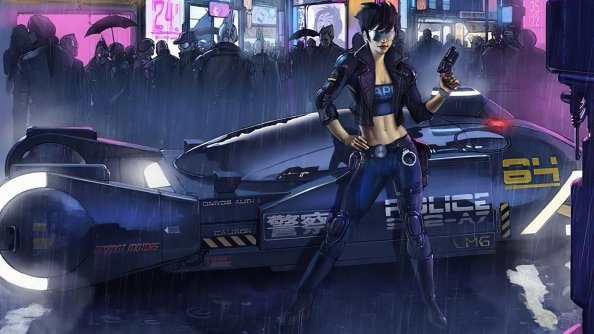 Cyber Police Girl With Gun 4k