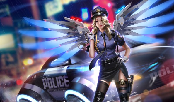 Police Girl Mercy Overwatch 2018 HD