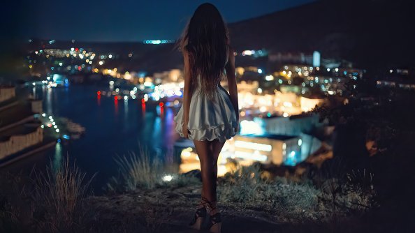 Night Alone White Skirt Girl