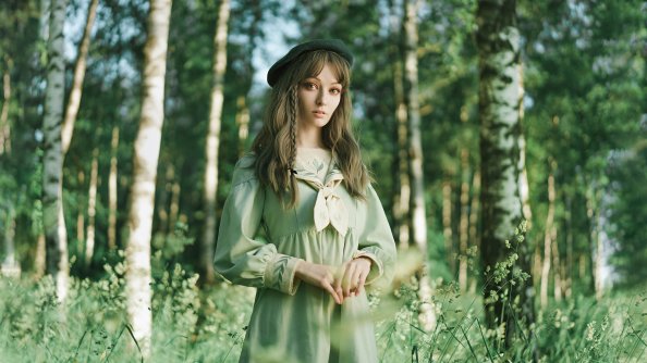 Women With Hat In Nature