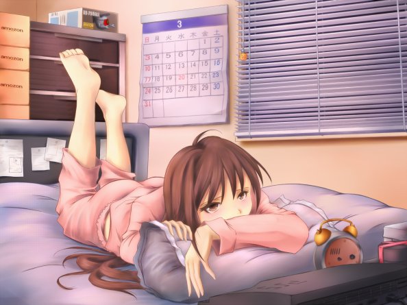 Anime Girl Sad Lying On Bed