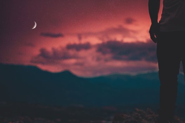 Sillouette Man Moon And Night