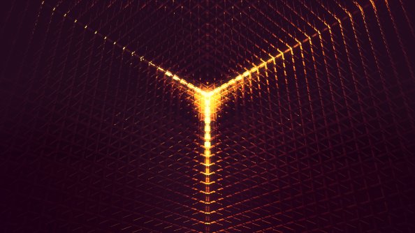 3D Abstract Digital Art Orange Light 4k