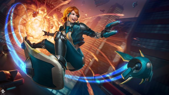 Scifi Girl On Hoverboard Chased Police