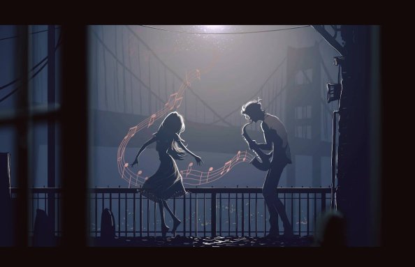 Boy Playing Saxophone Girl Dancing Artwork