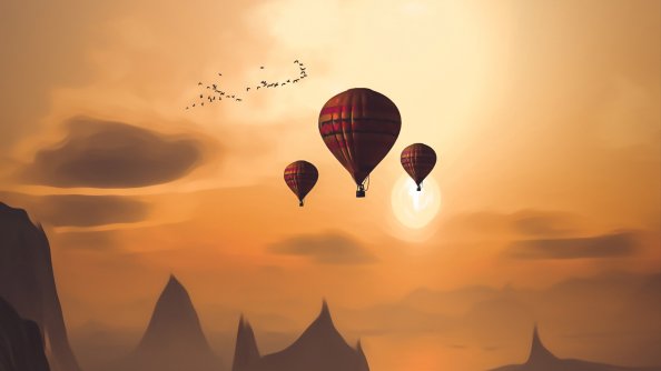 Air Balloon Landscape 4k
