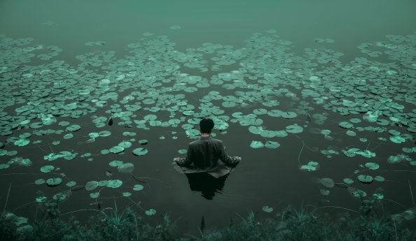 Rapid Change Man Walking In Lake 4k