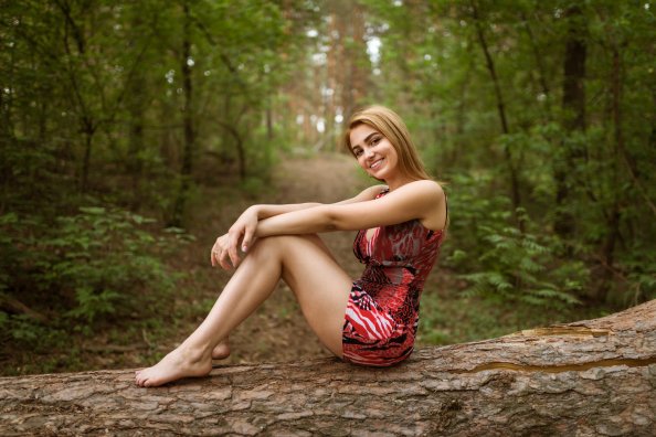 Girl Smiling Outdoors Forest