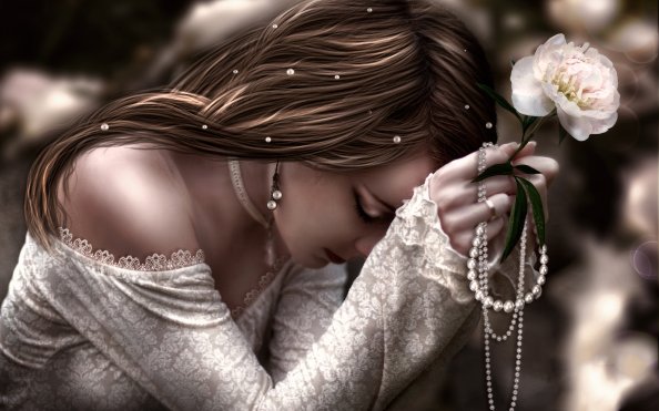 Girl With Flower Art