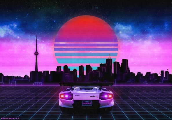 Retro Wave Lamborghini Neon City 5k
