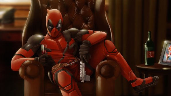 Deadpool Sitting On Sofa 4k
