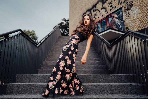 Model Posing At Stairway