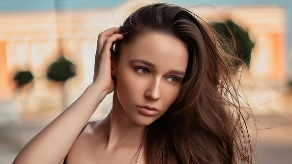 Girl Black Dress Hands In Hair 4k