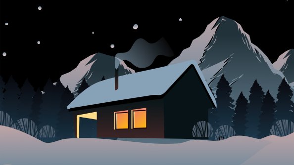 Snowy House In Mountains 5k