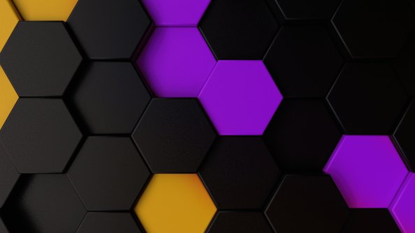 Purple Yellow Dark Polygon Abstract 5k