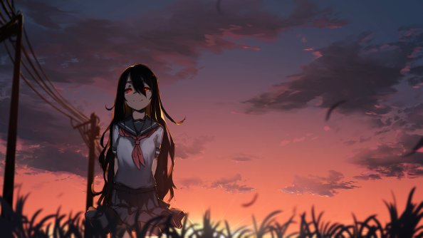 Anime Original Girl Red Eyes 4k