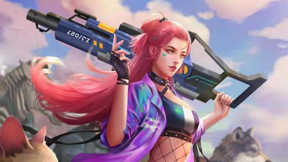 Girl With Cyber Gun 4k