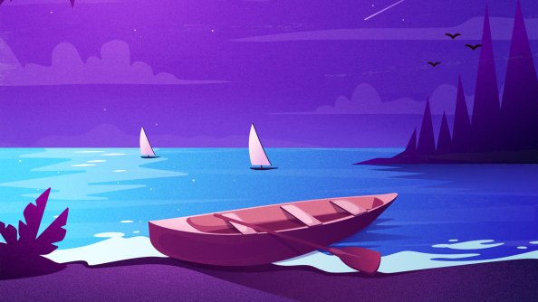 Boat Night Scenery Minimalist