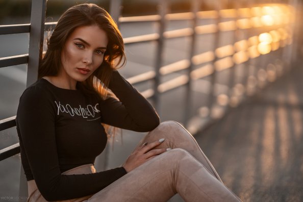 Brunette Girl Depth Of Field Sitting