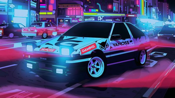 Cyberpunk Car Neon City Run 4k