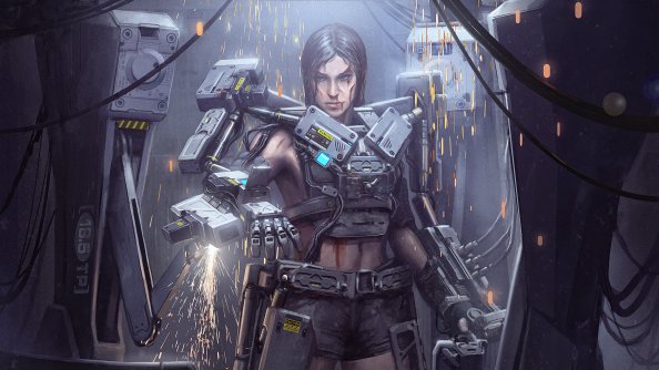 Girl Metal Cyborg Suit 4k