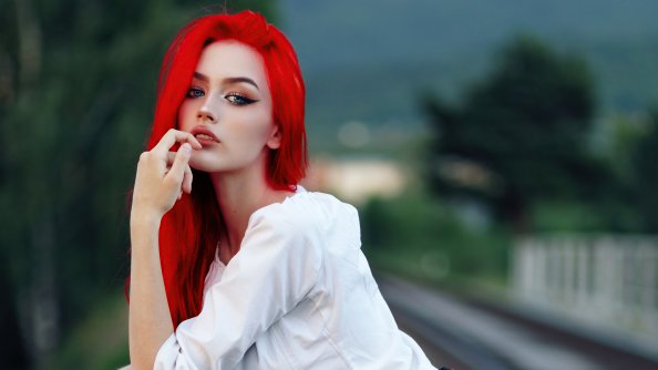 Redhead Girl Looking At Viewer