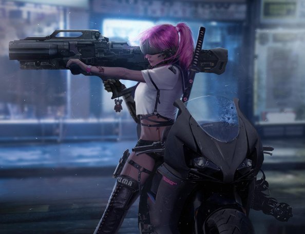 Cyberpunk Biker Girl