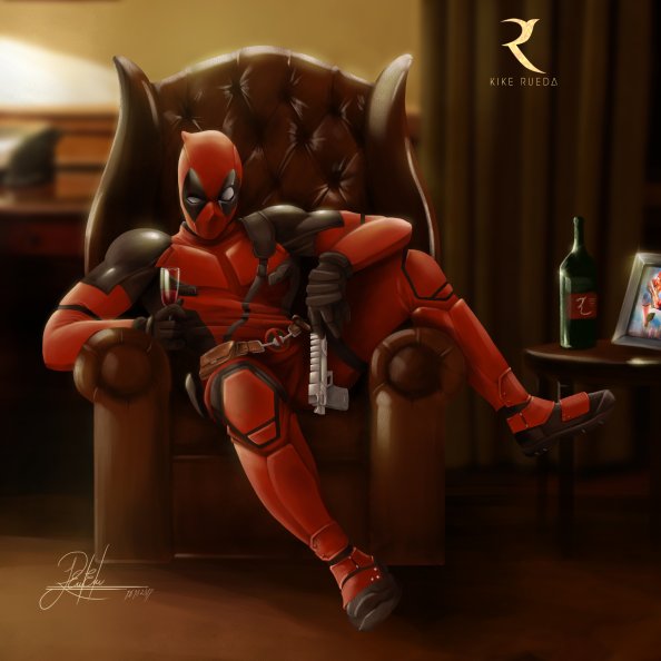 Deadpool Sitting On Sofa