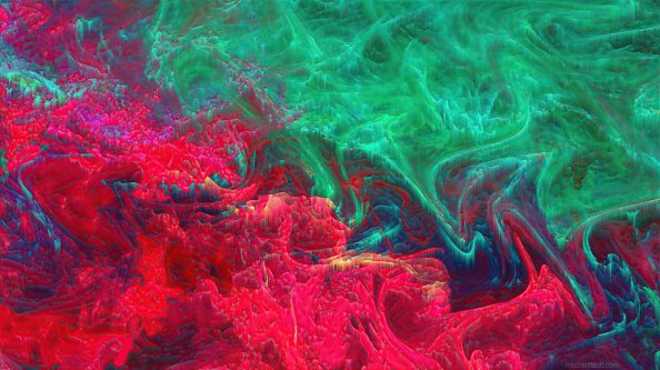 Red Green Abstract Paths 4k