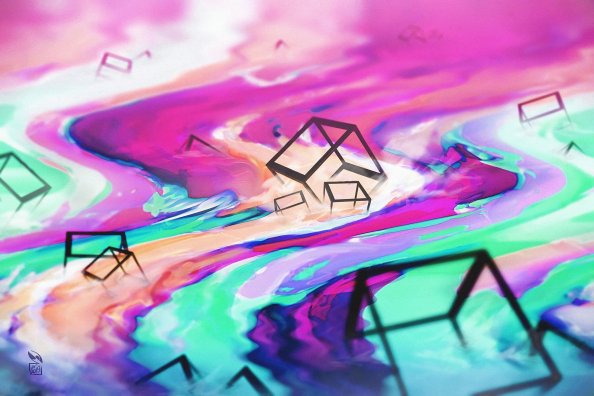 Drifting Cubes Abstract