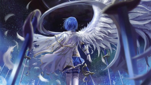 Mahou Shoujo Madoka Magica Blue Hair Anime 4k