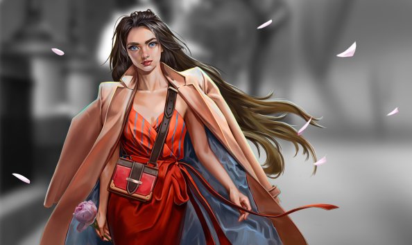 Girl With Rose In Hand 4k