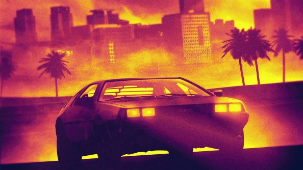 DMC DeLorean Hotline Miami Video Game Cover Art