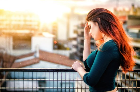 Delaia Gonzalez Red Head Balcony 4k