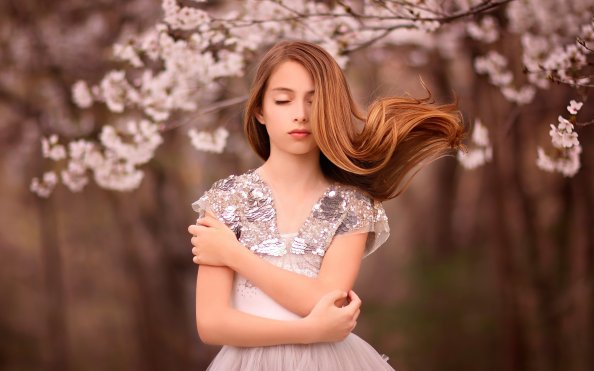 Closed Eyes Hair Blowing