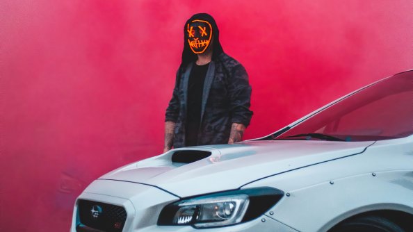 Smoke Mask Man With Car