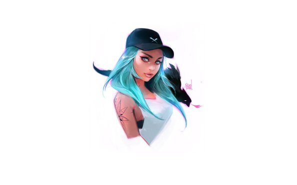 Blue Hair Cap Girl
